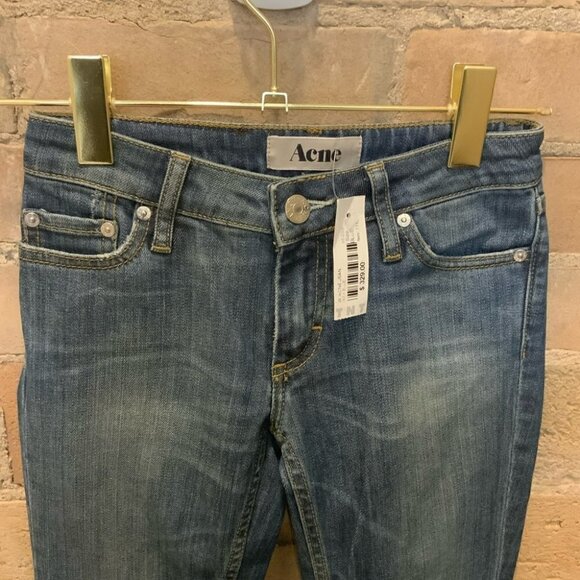 Acne BNWT Kex Soft Raw Skinny Stretchmed Wash Blue Jeans Size 25 - Picture 5 of 9